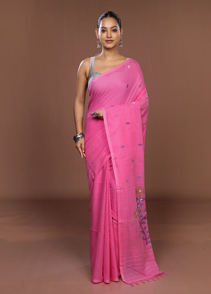 Pink Matka Silk Saree With Blouse Piece