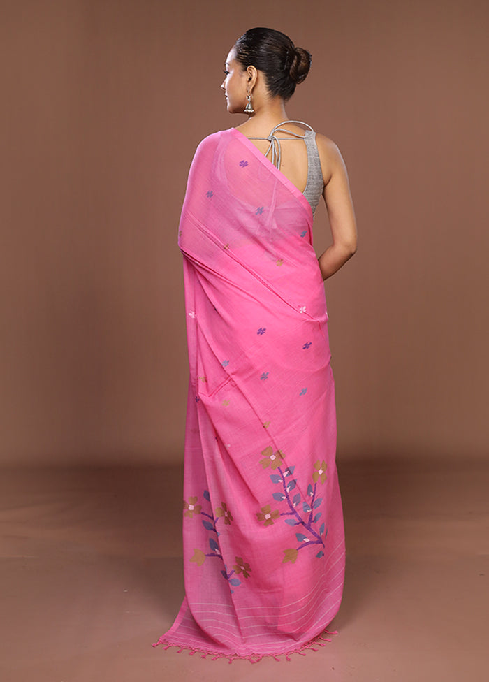 Pink Matka Silk Saree With Blouse Piece