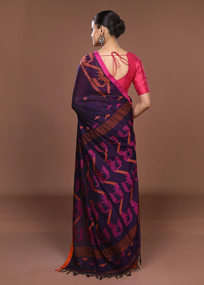 Blue Matka Silk Saree With Blouse Piece