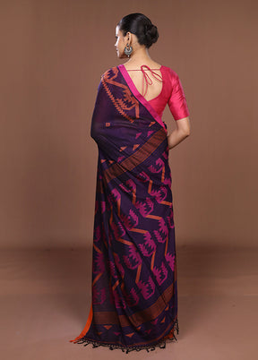 Blue Matka Silk Saree With Blouse Piece