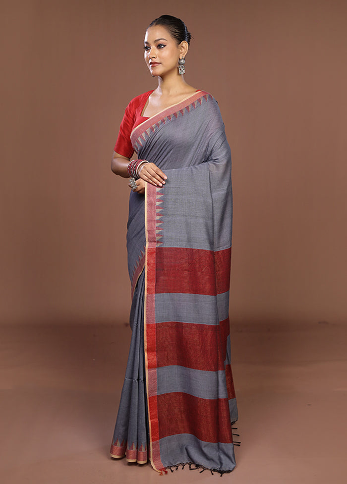 Grey Matka Silk Saree With Blouse Piece