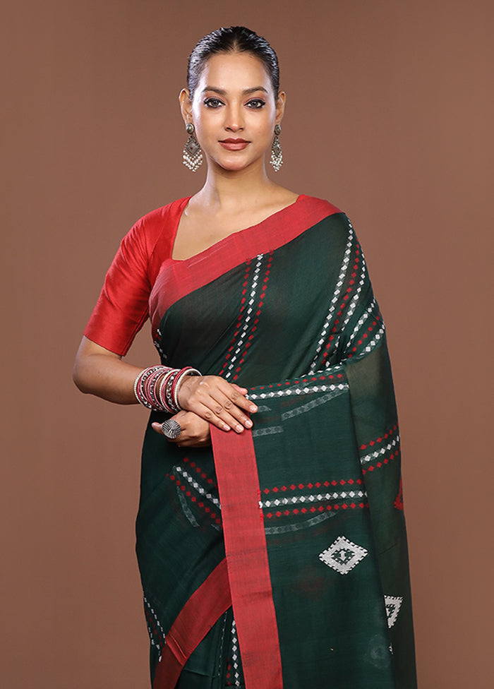 Green Matka Silk Saree With Blouse Piece