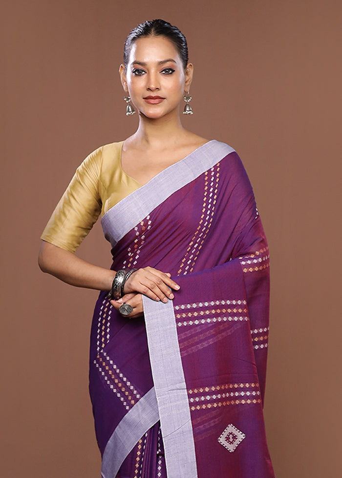 Purple Matka Silk Saree With Blouse Piece