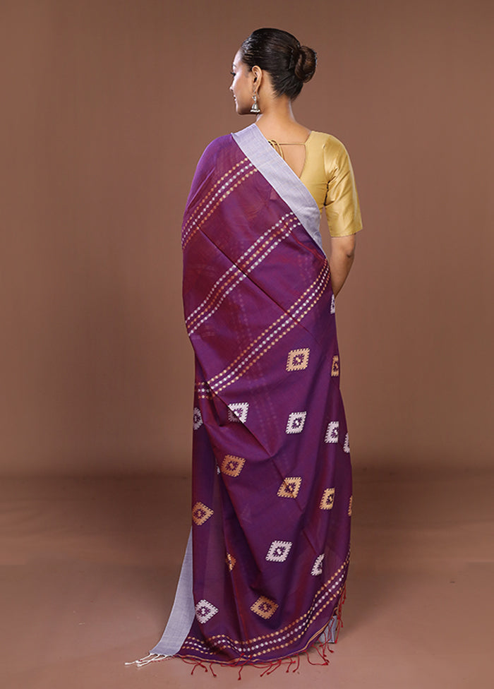 Purple Matka Silk Saree With Blouse Piece