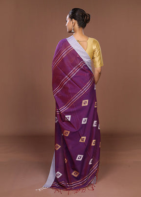 Purple Matka Silk Saree With Blouse Piece