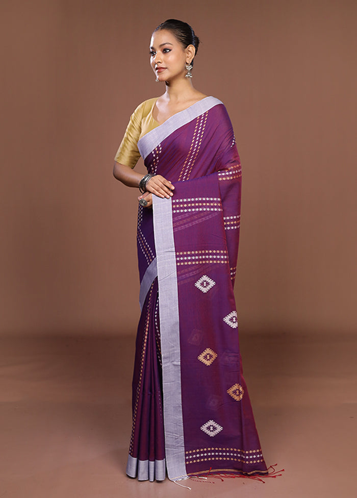 Purple Matka Silk Saree With Blouse Piece