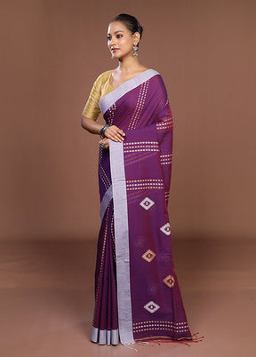 Purple Matka Silk Saree With Blouse Piece