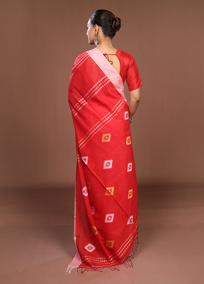 Red Matka Silk Saree With Blouse Piece