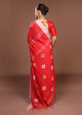Red Matka Silk Saree With Blouse Piece