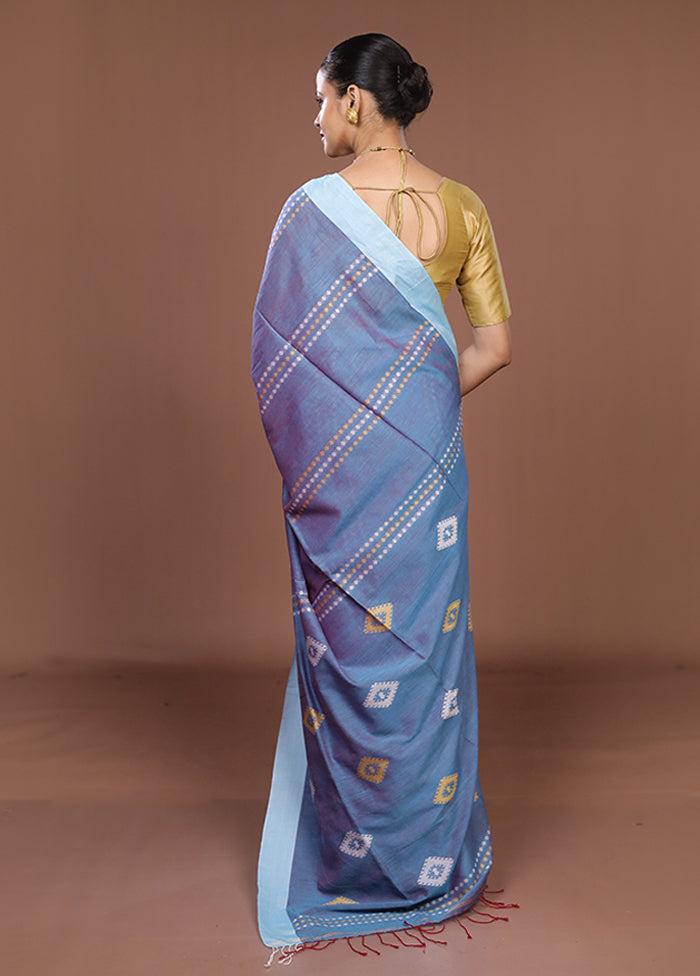 Blue Matka Silk Saree With Blouse Piece