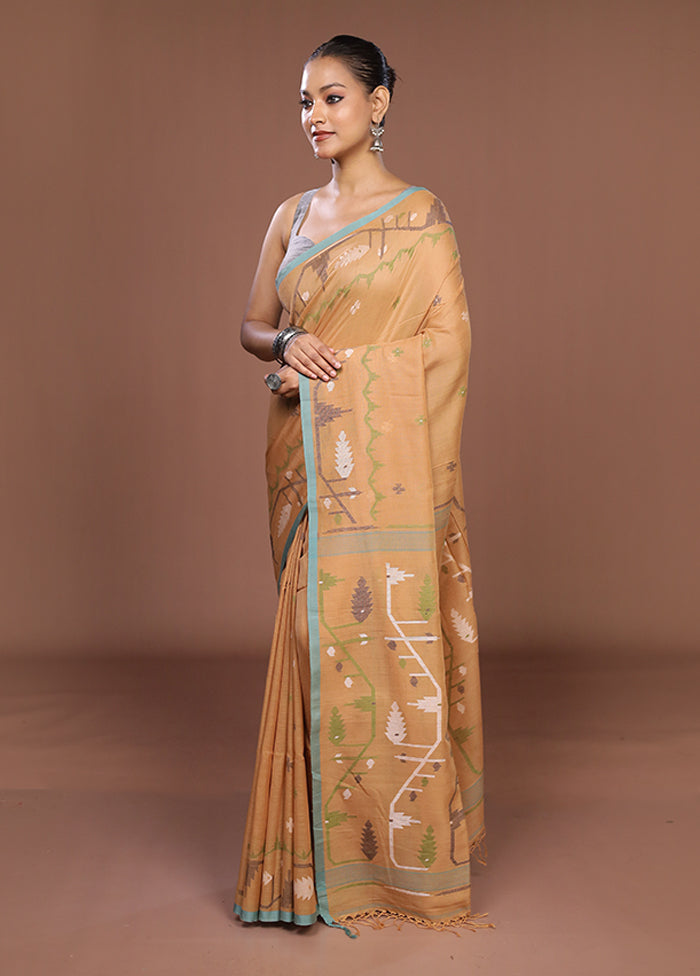 Yellow Matka Silk Saree With Blouse Piece