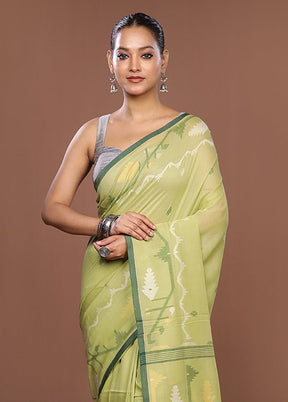 Green Matka Silk Saree With Blouse Piece