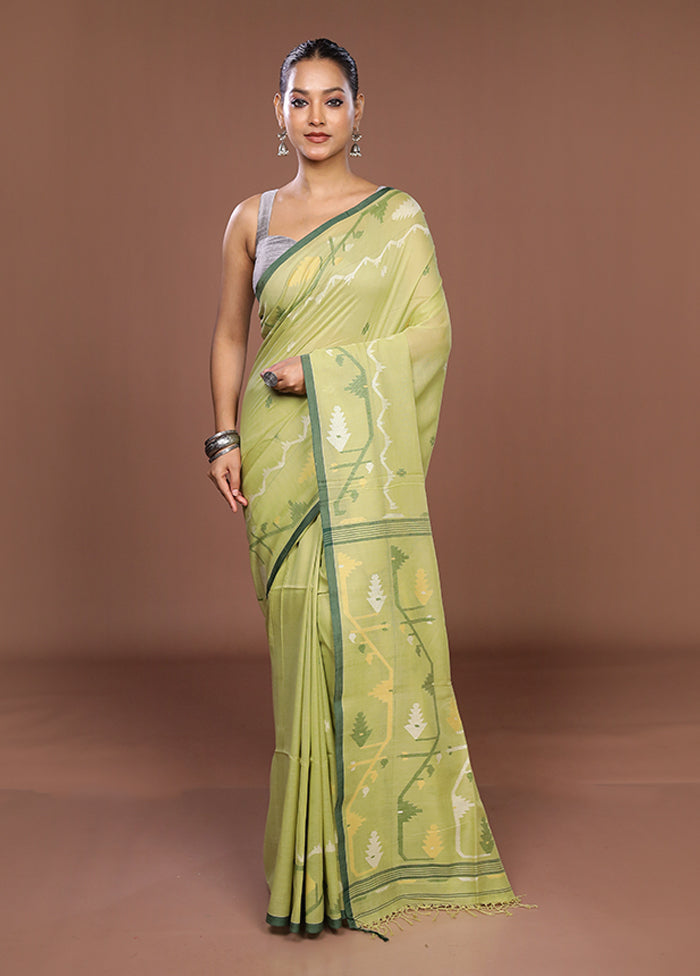Green Matka Silk Saree With Blouse Piece