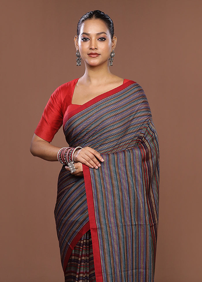 Multicolor Matka Silk Saree With Blouse Piece