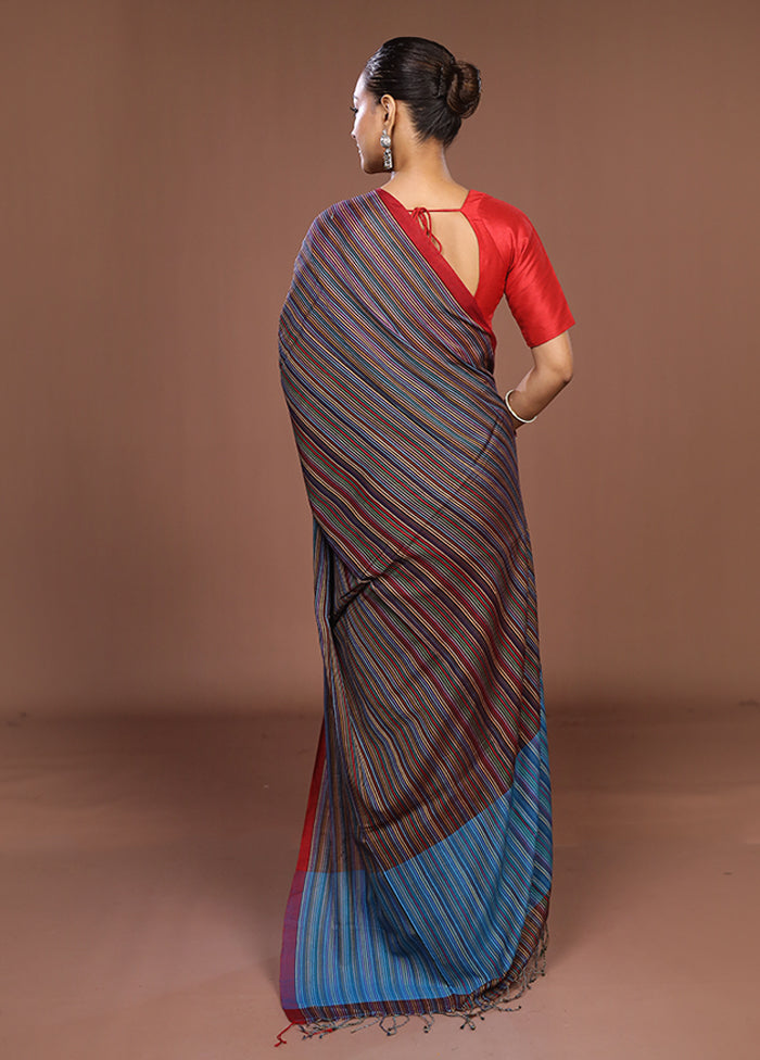 Multicolor Matka Silk Saree With Blouse Piece