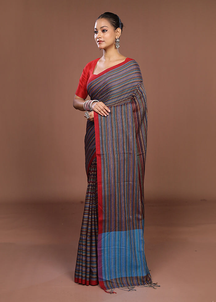 Multicolor Matka Silk Saree With Blouse Piece