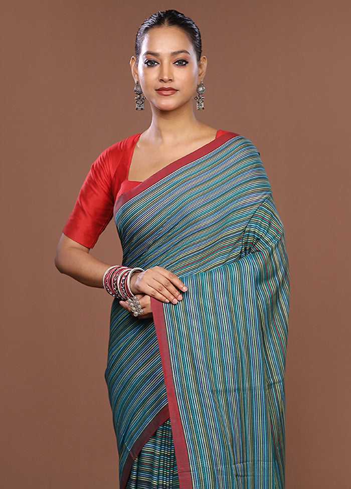 Multicolor Matka Silk Saree With Blouse Piece