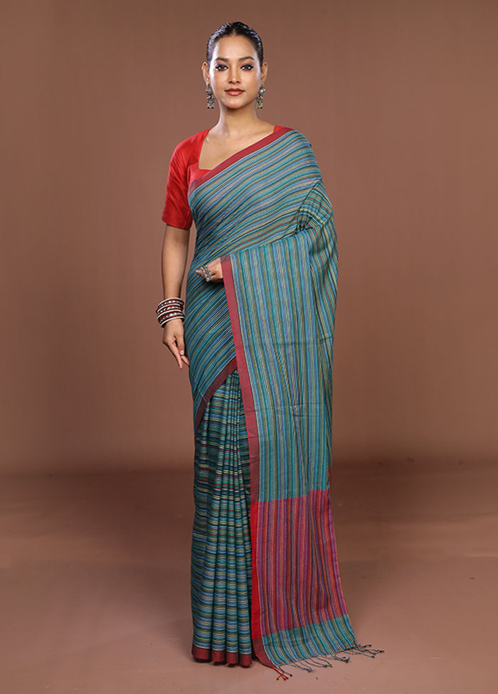 Multicolor Matka Silk Saree With Blouse Piece