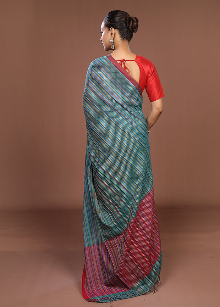 Multicolor Matka Silk Saree With Blouse Piece