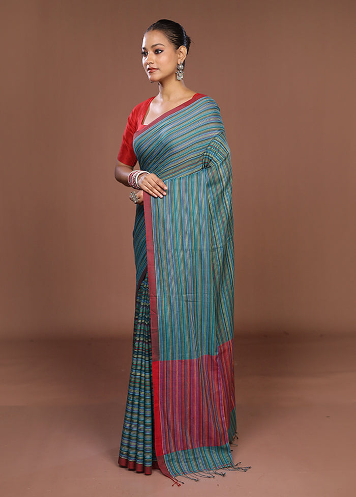 Multicolor Matka Silk Saree With Blouse Piece