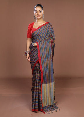 Multicolor Matka Silk Saree With Blouse Piece