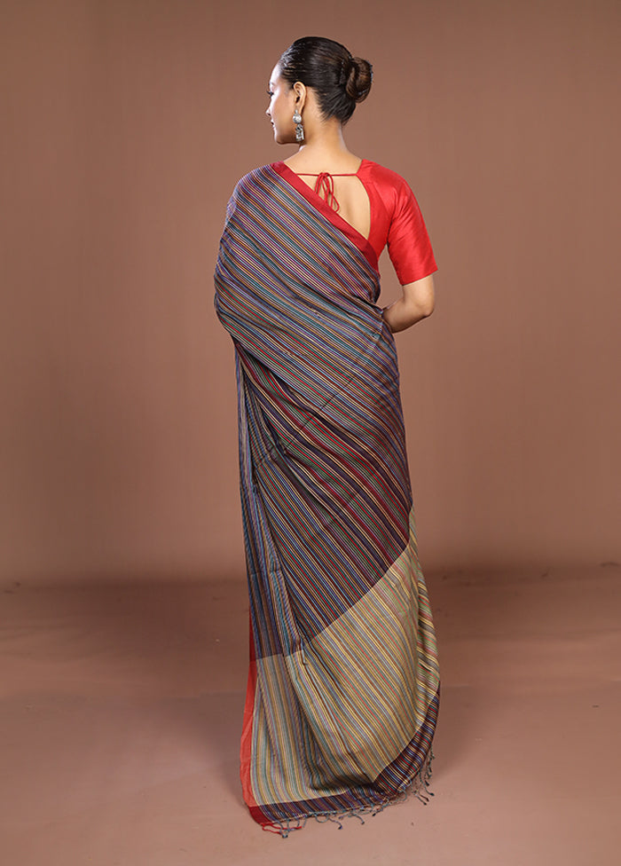 Multicolor Matka Silk Saree With Blouse Piece