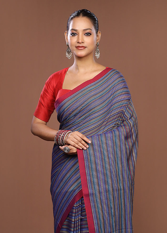 Multicolor Matka Silk Saree With Blouse Piece