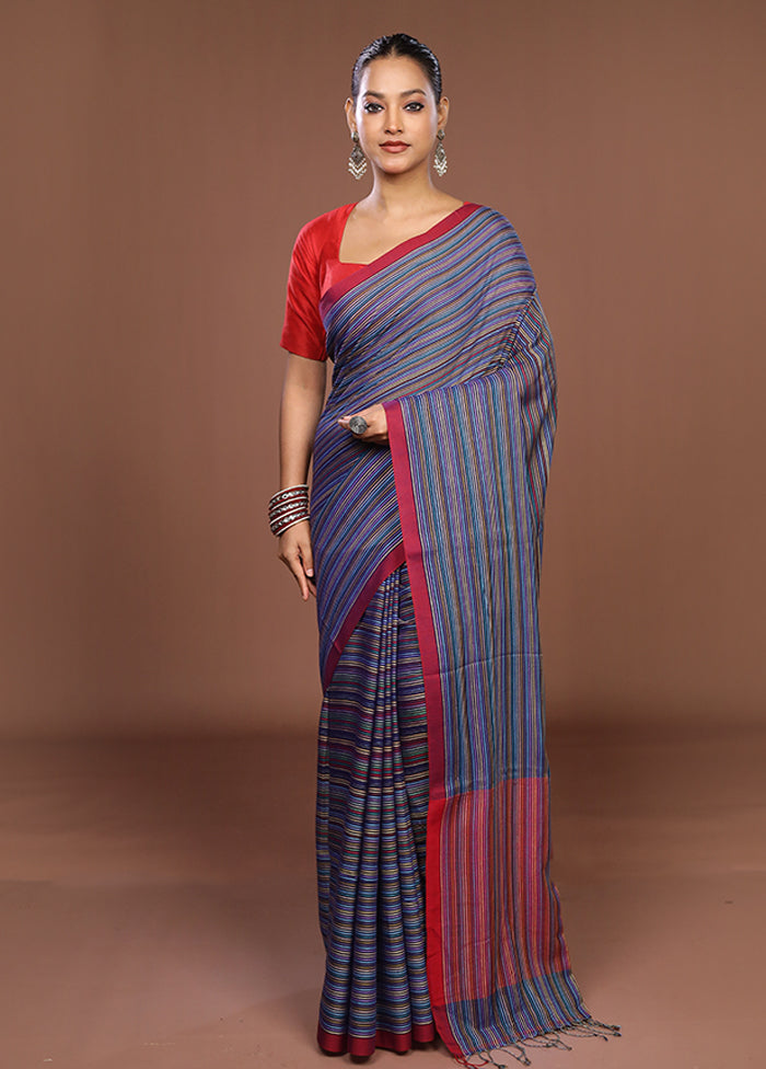Multicolor Matka Silk Saree With Blouse Piece