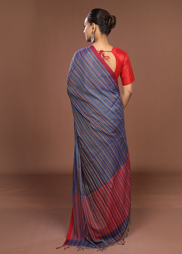 Multicolor Matka Silk Saree With Blouse Piece