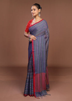 Multicolor Matka Silk Saree With Blouse Piece