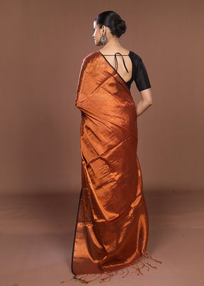 Black Matka Silk Saree With Blouse Piece