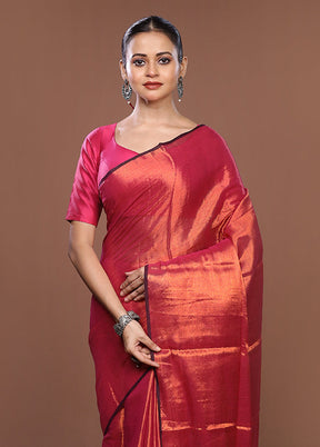 Pink Matka Silk Saree With Blouse Piece