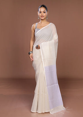 Cream Matka Silk Saree With Blouse Piece