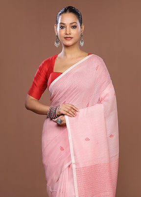 Pink Matka Silk Saree With Blouse Piece