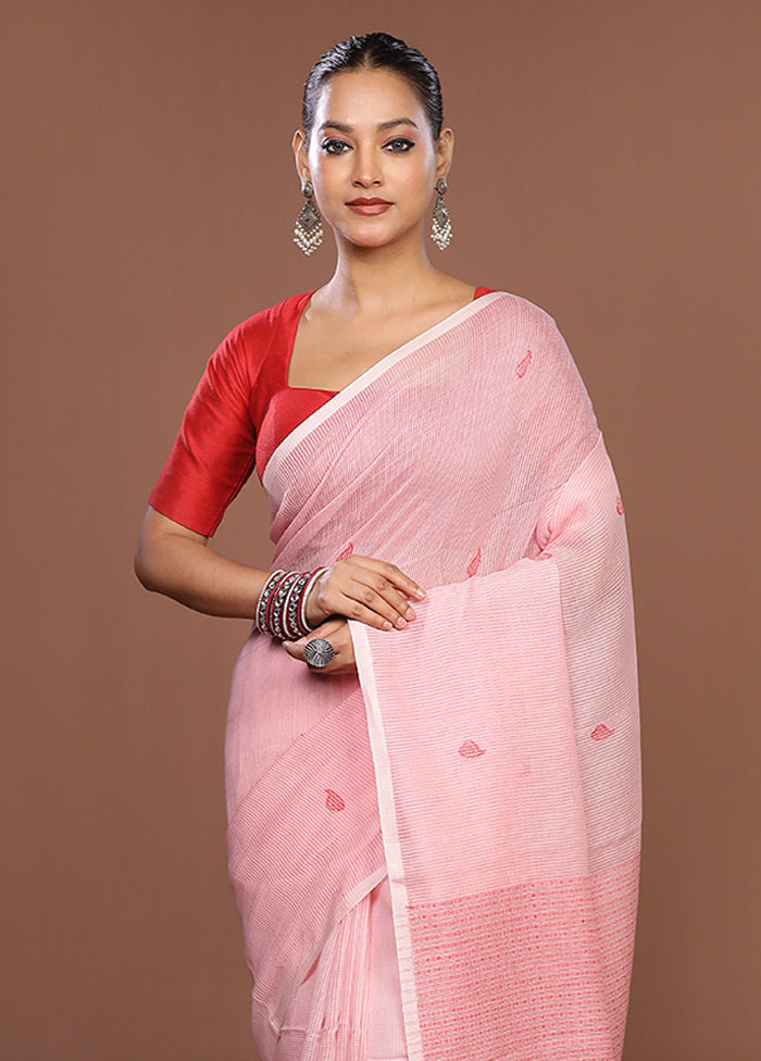 Pink Matka Silk Saree With Blouse Piece