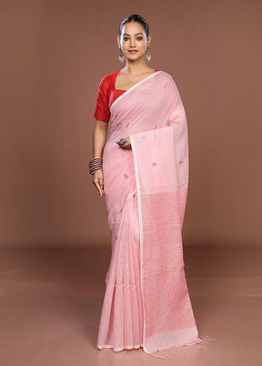 Pink Matka Silk Saree With Blouse Piece