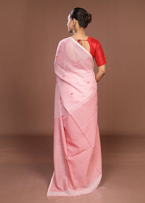 Pink Matka Silk Saree With Blouse Piece