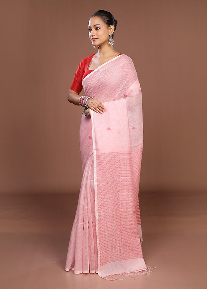 Pink Matka Silk Saree With Blouse Piece