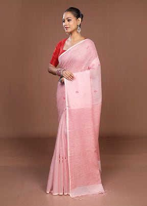 Pink Matka Silk Saree With Blouse Piece