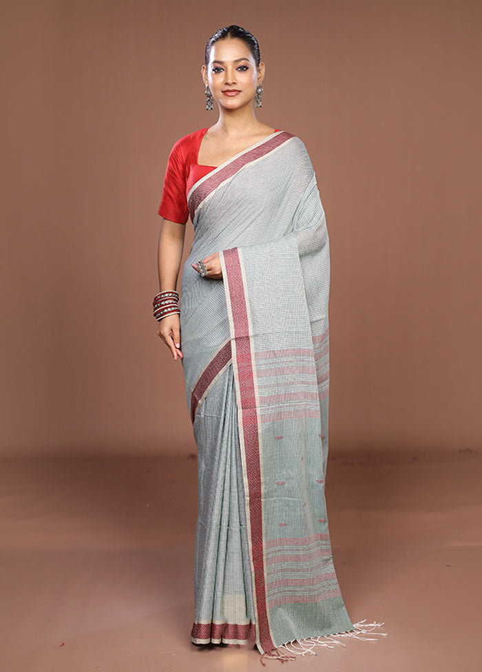 Green Matka Silk Saree With Blouse Piece