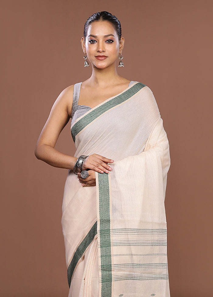 White Matka Silk Saree With Blouse Piece