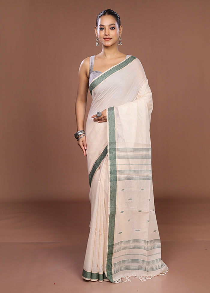 White Matka Silk Saree With Blouse Piece