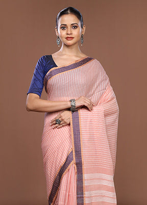 Pink Matka Silk Saree With Blouse Piece
