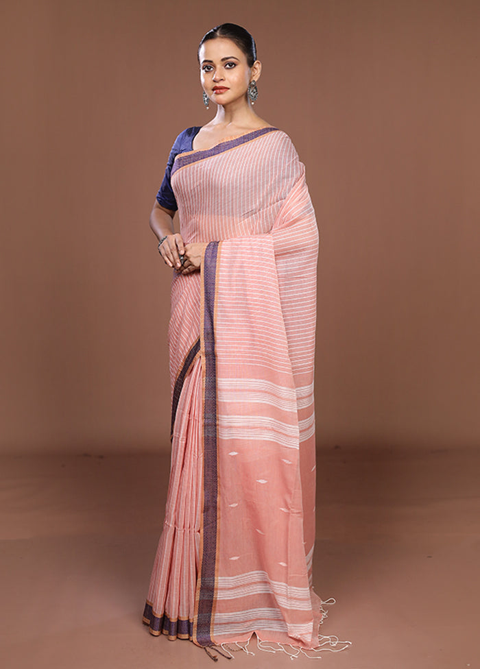 Pink Matka Silk Saree With Blouse Piece