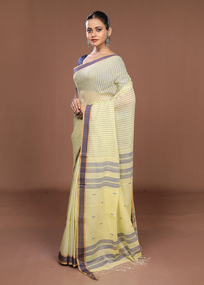 Yellow Matka Silk Saree With Blouse Piece