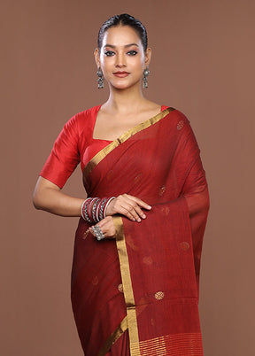 Maroon Matka Silk Saree With Blouse Piece