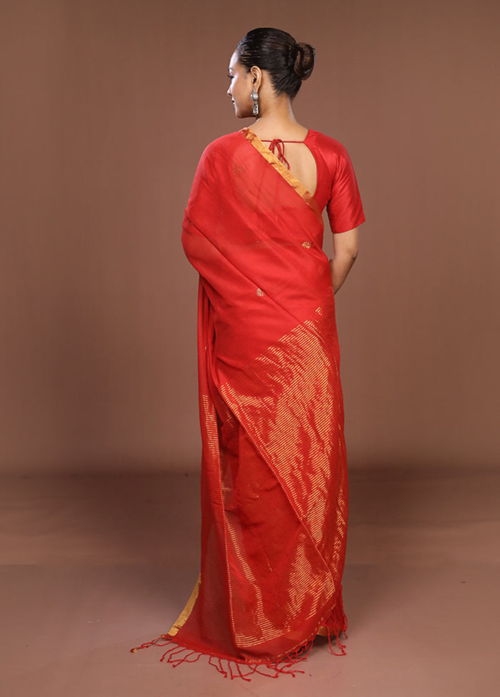 Red Matka Silk Saree With Blouse Piece