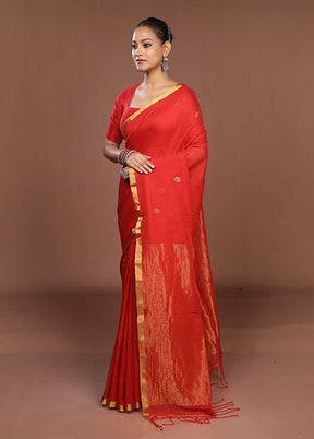 Red Matka Silk Saree With Blouse Piece
