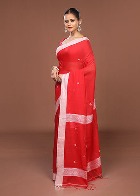 Red Matka Silk Saree With Blouse Piece