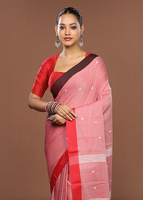 Pink Matka Silk Saree With Blouse Piece